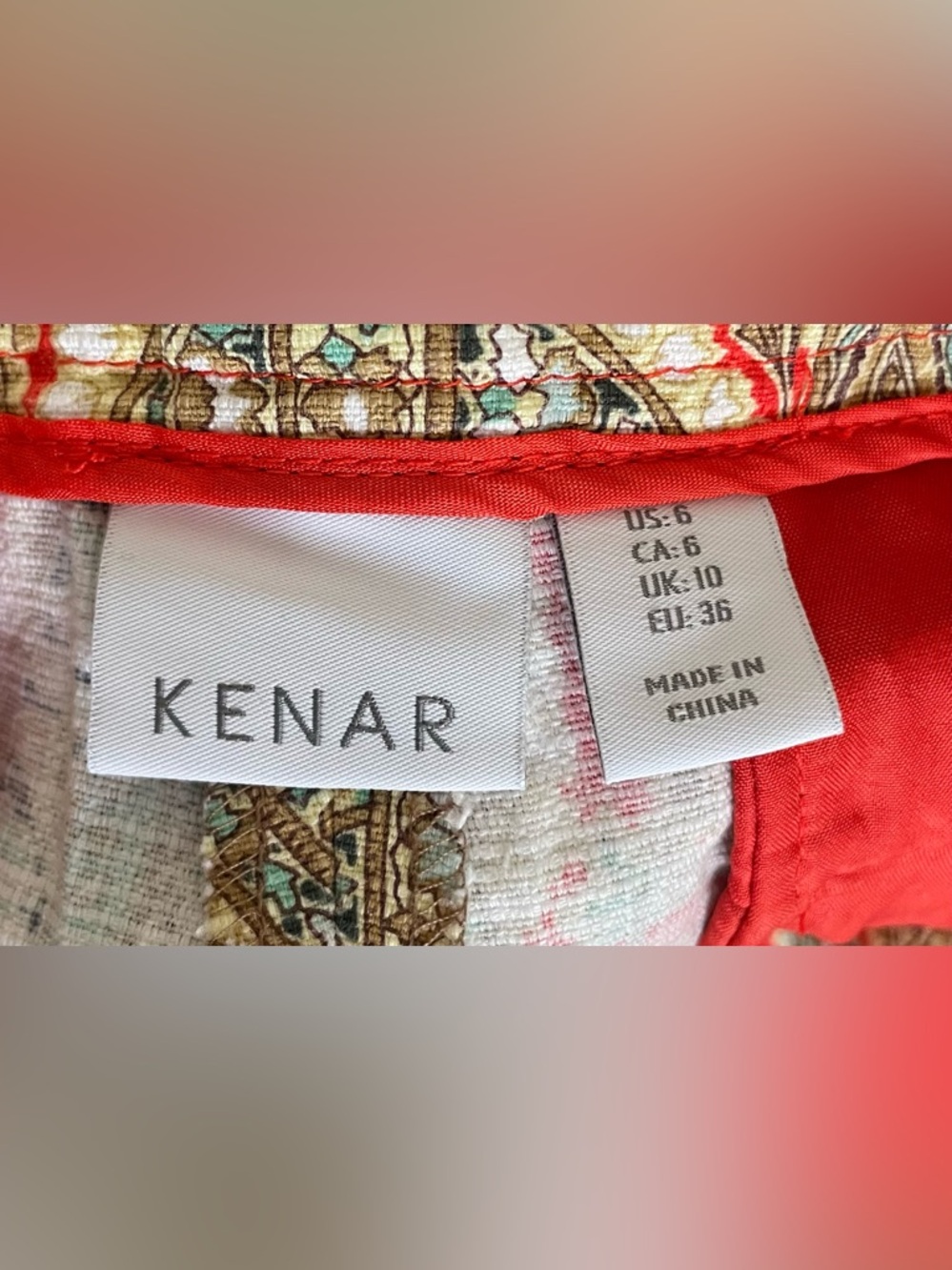 Kenar Orange and Teal Paisley Boho Shorts - Picture 4 of 5